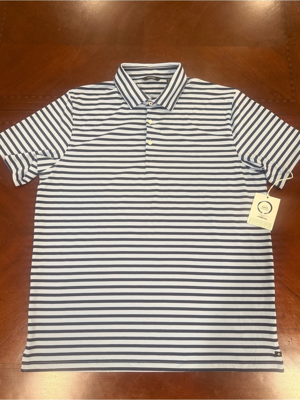 Radmor Hudson Vintage Stripe Polo Slate/Navy Shirt.XL New with Tags